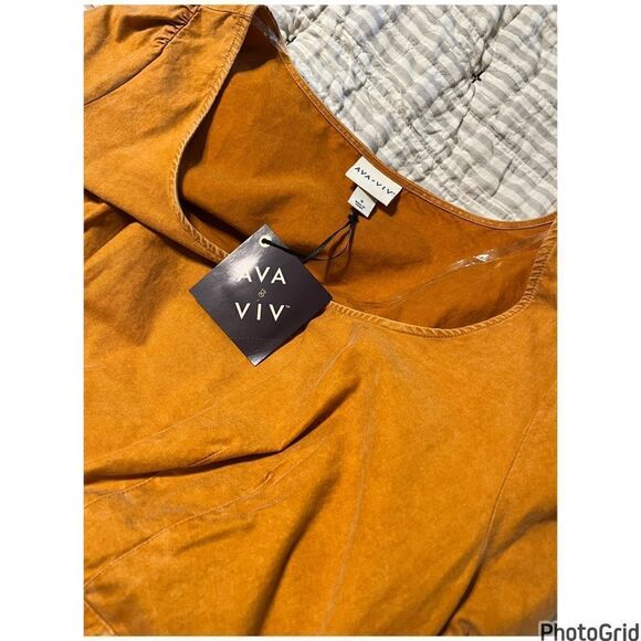 Ava & Viv Copper Balloon Sleeve Dress - Picture 2 of 2